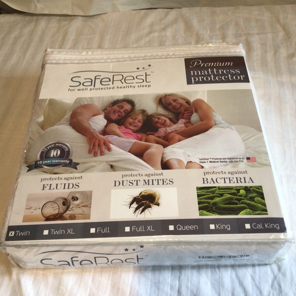 SafeRest Premium Matress protector, twin size, white, protects against mites